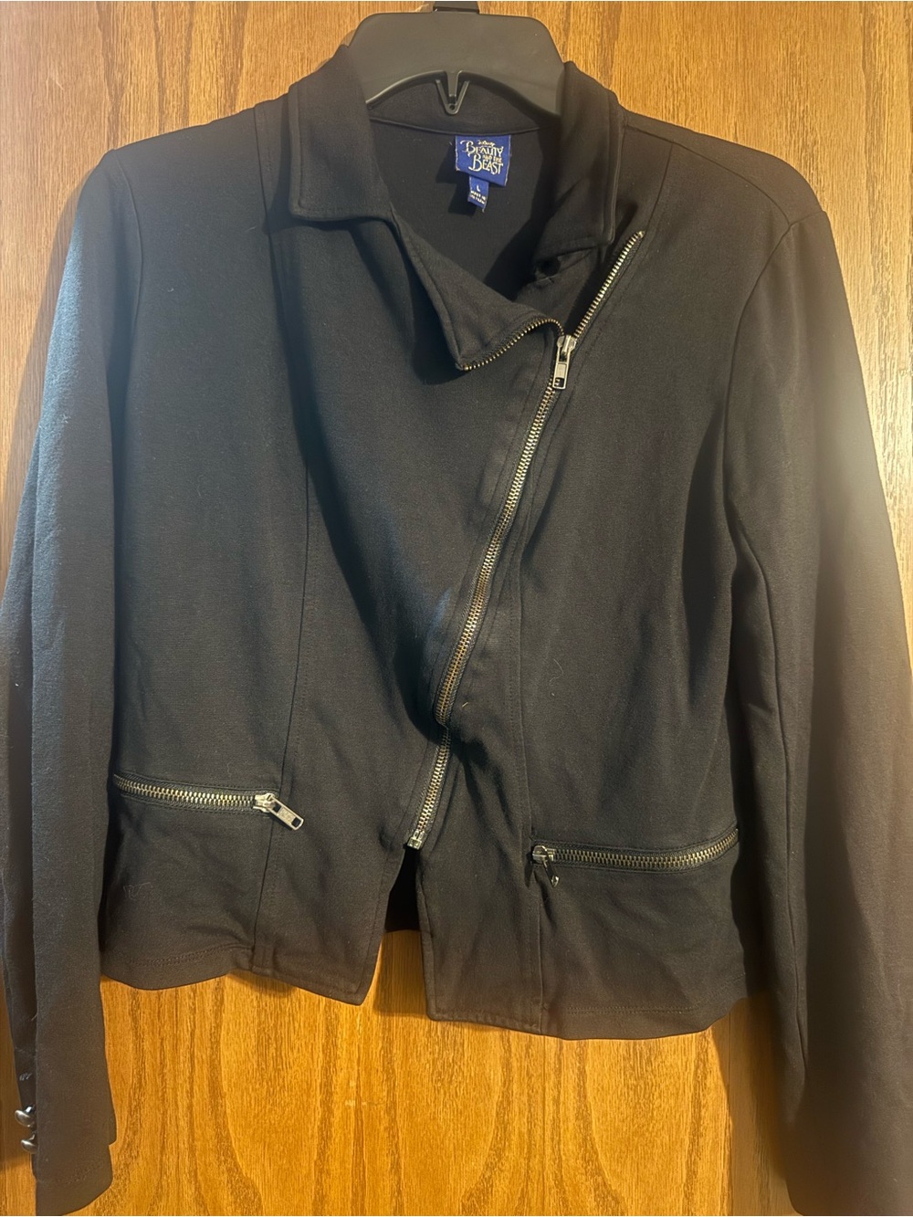 Disney Black Asymmetrical Zip Leather-Style Women's Jacket